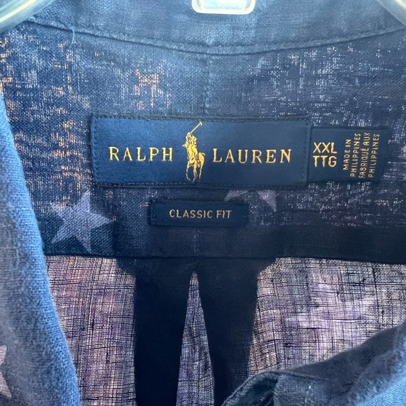 Polo Ralph Lauren Linen Shirt Blue Americana Star (Big & Tall) XXL - Picture 4 of 6